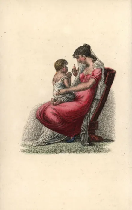 Framed Print : Mother with child praying on her lap Framed Print : Mother with child praying on her lap