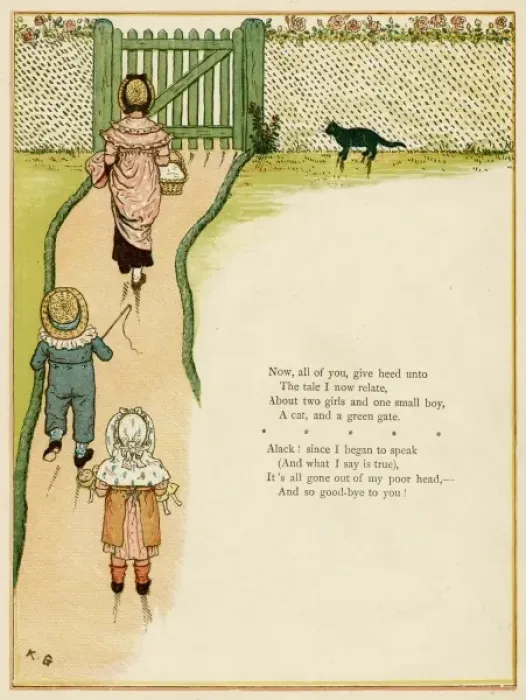 Framed Print : Mother and children walking down garden path Framed Print : Mother and children walking down garden path
