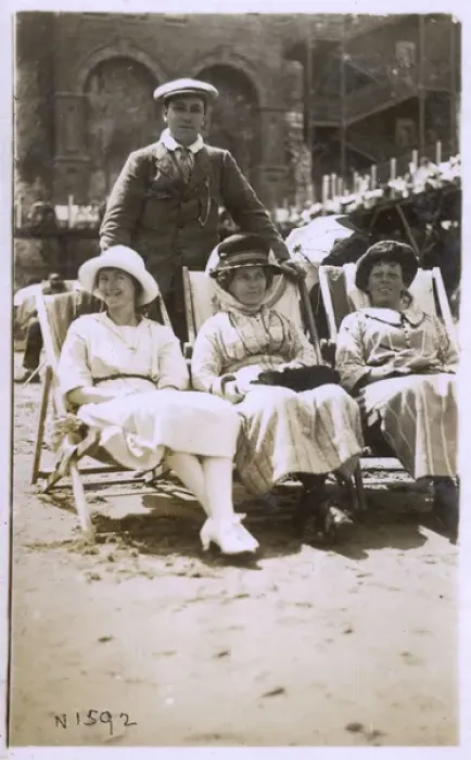 Framed Print : Mother, daughter, son and Aunt on the beach, Ramsgate, Kent Framed Print : Mother, daughter, son and Aunt on the beach, Ramsgate, Kent