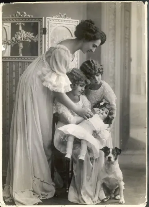 Framed Print : Mother, Daughters, Doll Framed Print : Mother, Daughters, Doll