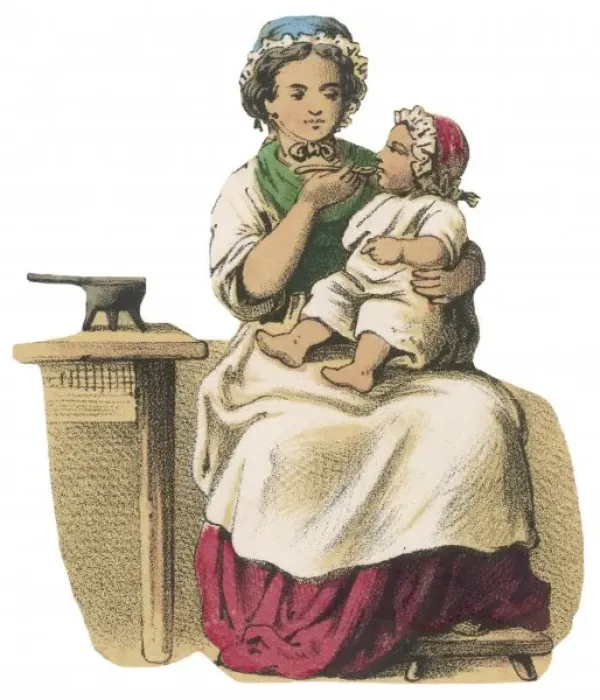 Framed Print : Mother Feeding Baby 19C Framed Print : Mother Feeding Baby 19C