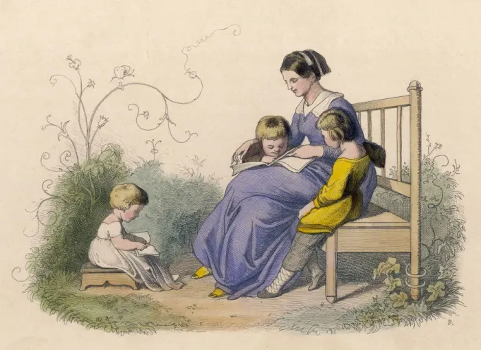 Framed Print : MOTHER READING A STORY Framed Print : MOTHER READING A STORY