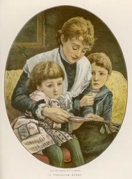 Framed Print : Mother Reads to Children Framed Print : Mother Reads to Children