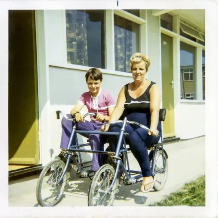 Framed Print : Mother and Son on a Quadricycle at a Holiday Camp Framed Print : Mother and Son on a Quadricycle at a Holiday Camp