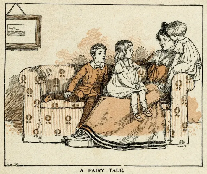 Framed Print : Mother telling children a fairy tale Framed Print : Mother telling children a fairy tale
