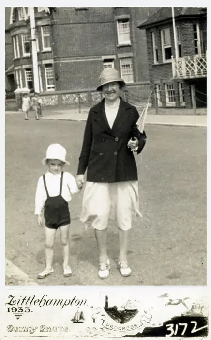 Framed Print : A Mother and her young son on holiday at Littlehampton Framed Print : A Mother and her young son on holiday at Littlehampton