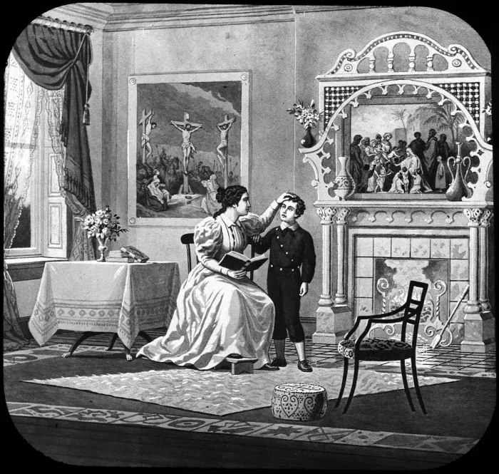 Framed Print : My Mothers Bible -- mother and son Framed Print : My Mothers Bible -- mother and son