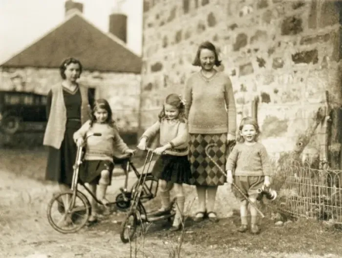 Framed Print : Two mothers and three children, Scotland Framed Print : Two mothers and three children, Scotland