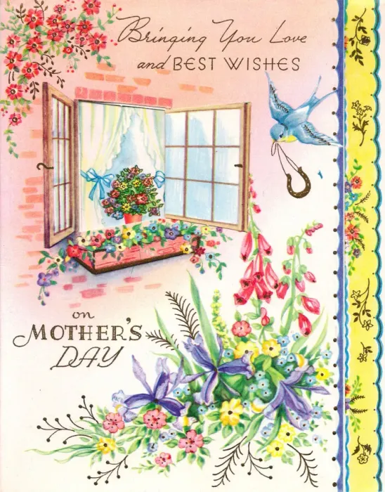 Framed Print : Mothers Day card with flowers and a bird Framed Print : Mothers Day card with flowers and a bird