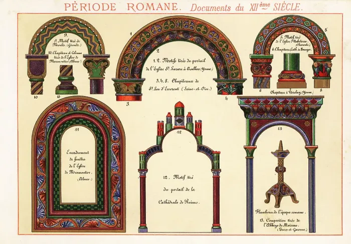 Framed Print : Motifs, capitals and design elements from churches of the Roman