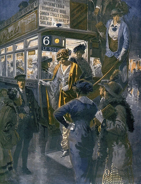 A Motor Bus during the London Season, 1914 by Matania