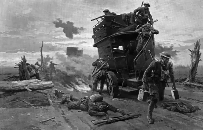 Framed Print : Motor bus on the Western Front Framed Print : Motor bus on the Western Front