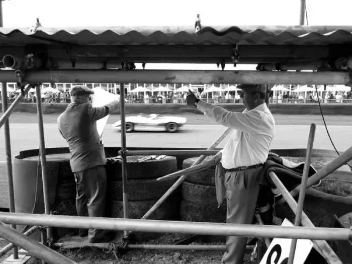 Framed Print : Motor racing marshals, Goodwood, West Sussex Framed Print : Motor racing marshals, Goodwood, West Sussex