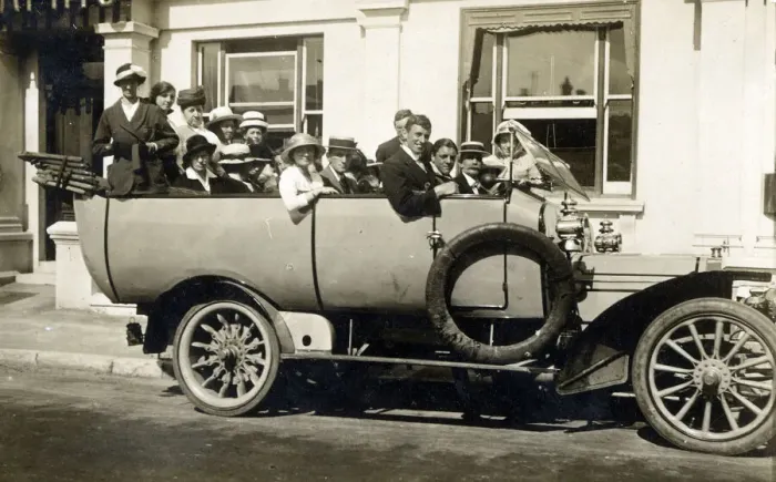 Framed Print : Motor trip in a slightly charabanc, Bournemouth, Dorset Framed Print : Motor trip in a slightly charabanc, Bournemouth, Dorset
