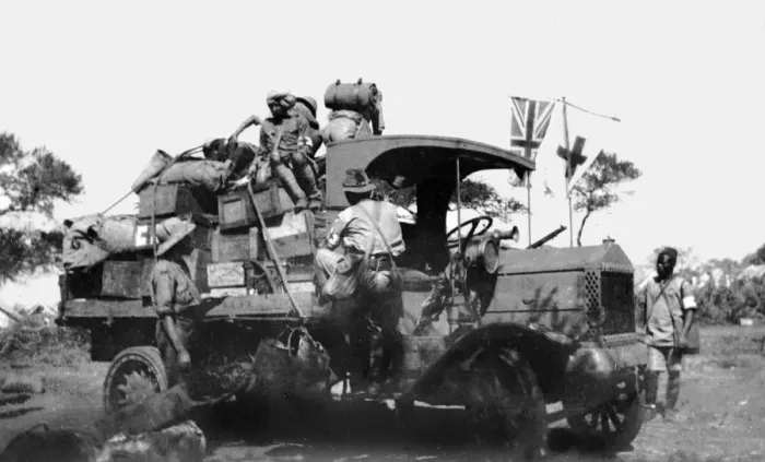 Framed Print : Motorised medical supplies lorry, East Africa, WW1 Framed Print : Motorised medical supplies lorry, East Africa, WW1