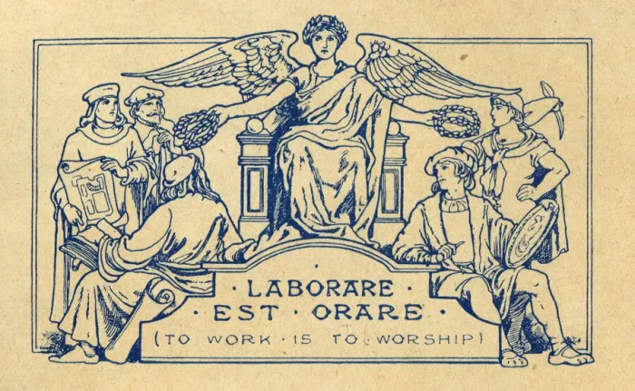 Framed Print : Motto frontispiece in a bound volume of The British Workman Framed Print : Motto frontispiece in a bound volume of The British Workman