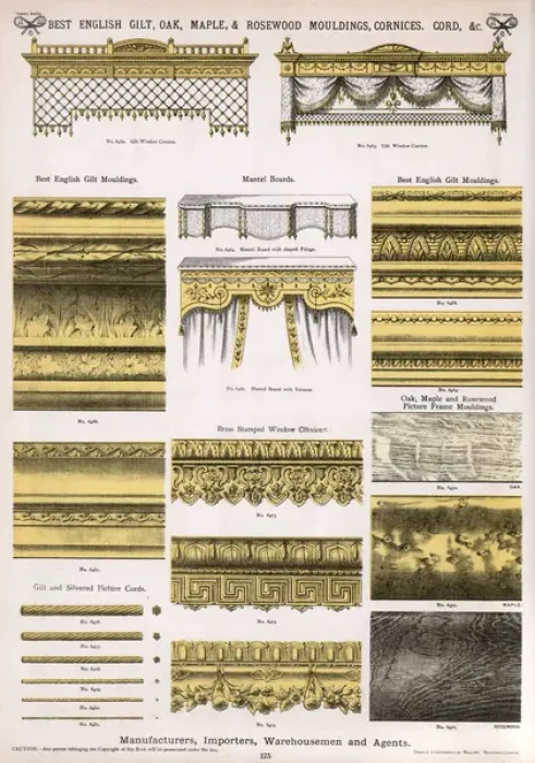 Framed Print : Mouldings and cornices, Plate 175 Framed Print : Mouldings and cornices, Plate 175