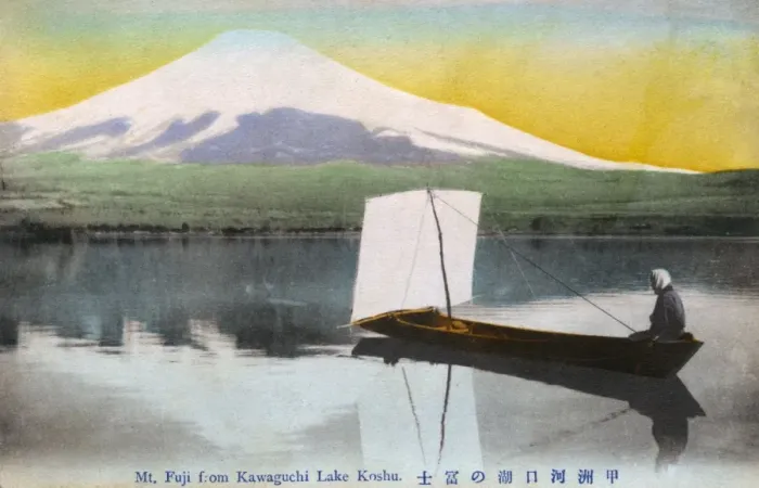 Framed Print : Mount Fuji, Japan - A small sailing boat crosses wetlands Framed Print : Mount Fuji, Japan - A small sailing boat crosses wetlands