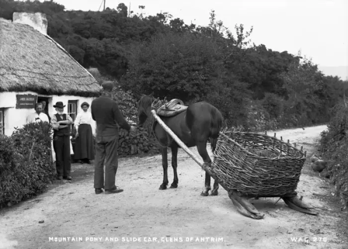 Framed Print : Mountain Pony and Slide Car, Glens of Antrim Framed Print : Mountain Pony and Slide Car, Glens of Antrim