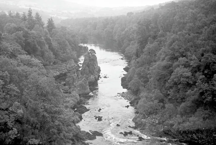 Framed Print : Mountain river flowing through a wooded valley Framed Print : Mountain river flowing through a wooded valley