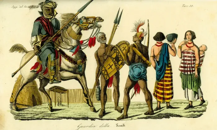 Framed Print : Mounted bodyguard to the Sheikh of Bornu with Framed Print : Mounted bodyguard to the Sheikh of Bornu with