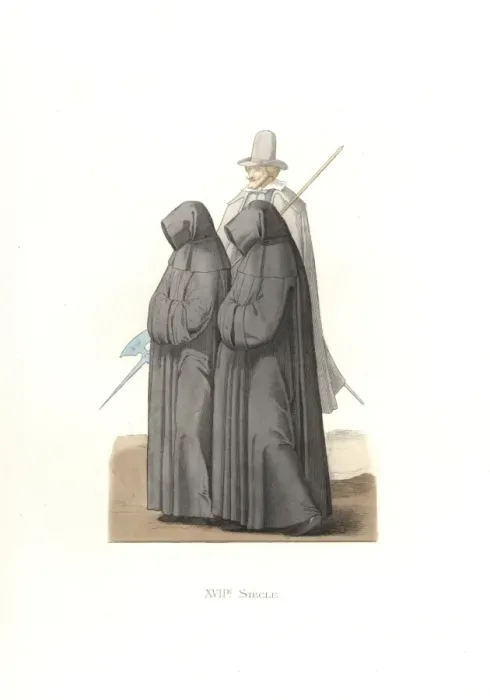 Framed Print : Mourning habits, 17th century, from the funeral Framed Print : Mourning habits, 17th century, from the funeral