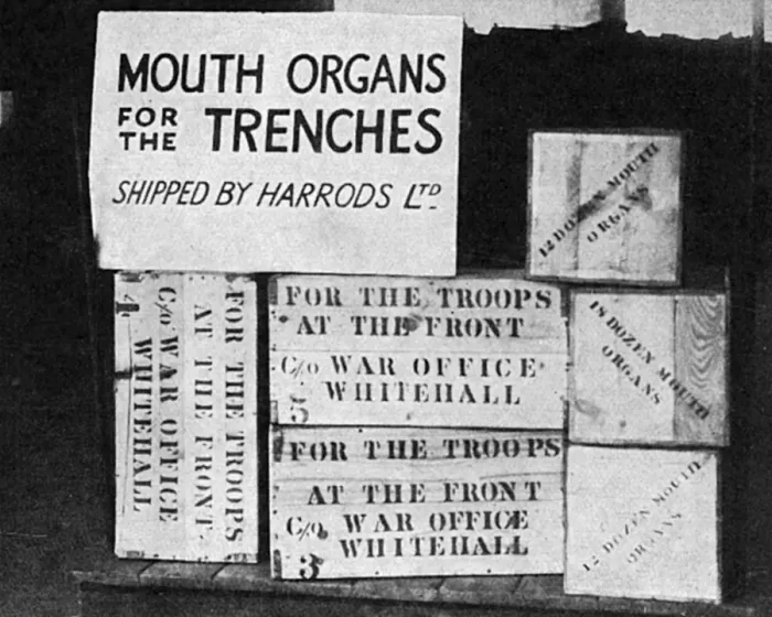 Framed Print : Mouth Organs for the Trenches, WW1