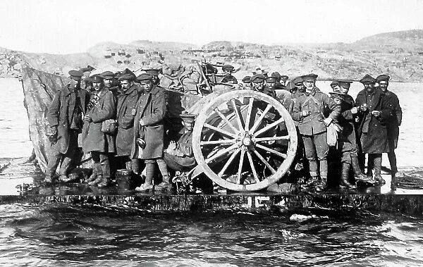 Moving Artillery Guns by Raft during WW1