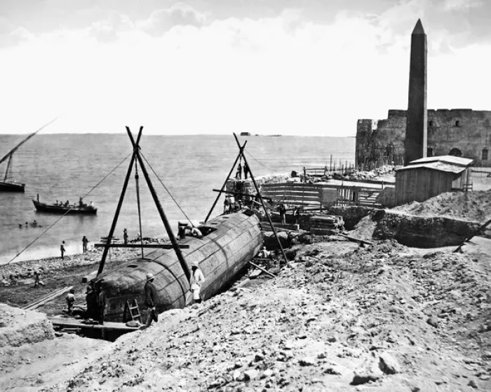 Framed Print : Moving Cleopatras Needle, Egypt Framed Print : Moving Cleopatras Needle, Egypt