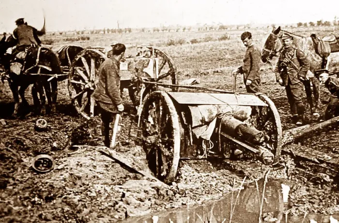 Framed Print : Moving a gun in the Flanders mud during the First World War Framed Print : Moving a gun in the Flanders mud during the First World War