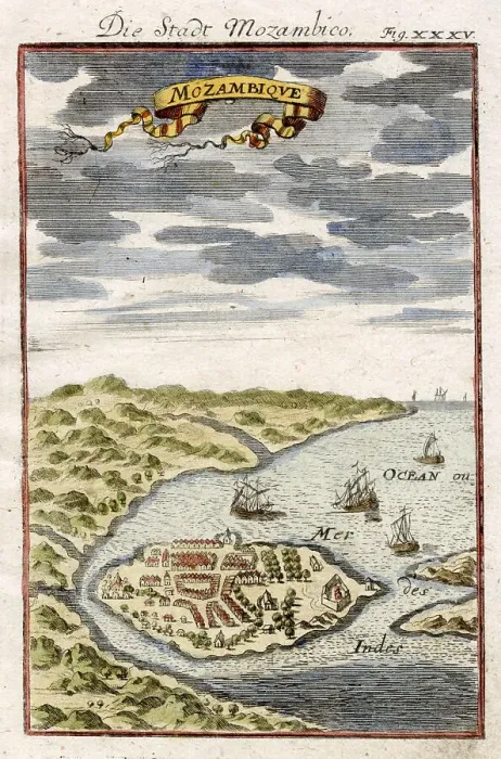 Framed Print : Mozambique Island off the coast of the northern province of Nampula. The early colonial capital of Mozambique. Date: 1683 Framed Print : Mozambique Island off the coast of the northern province of Nampula. The early colonial capital of Mozambique. Date: 1683