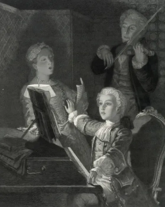 Framed Print : Mozart rehearsing his XIIth mass Framed Print : Mozart rehearsing his XIIth mass