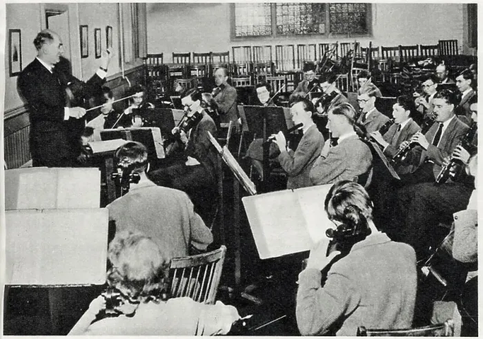Framed Print : Mr Allen conducting the school orchestra in the Music School at Wellington College. Date: 1959 Framed Print : Mr Allen conducting the school orchestra in the Music School at Wellington College. Date: 1959
