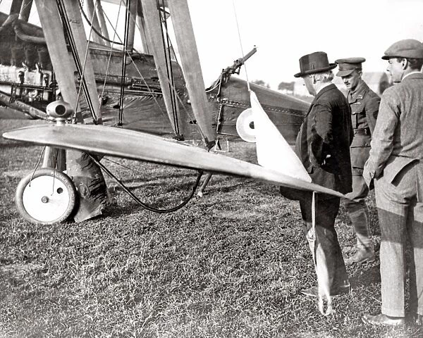 Mr Asquith inspecting a plane, Western Front, WW1