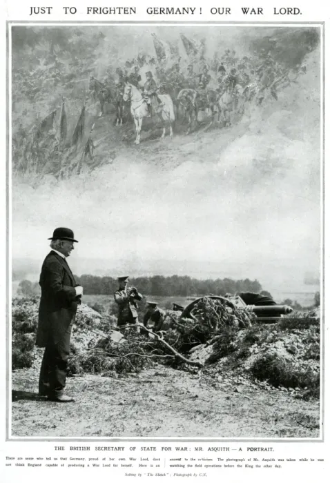 Framed Print : Mr Asquith watching field operations, May 1914 Framed Print : Mr Asquith watching field operations, May 1914