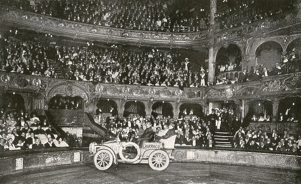 Mr Ford's arrival at the Hippodrome in 15 hp Darracq car