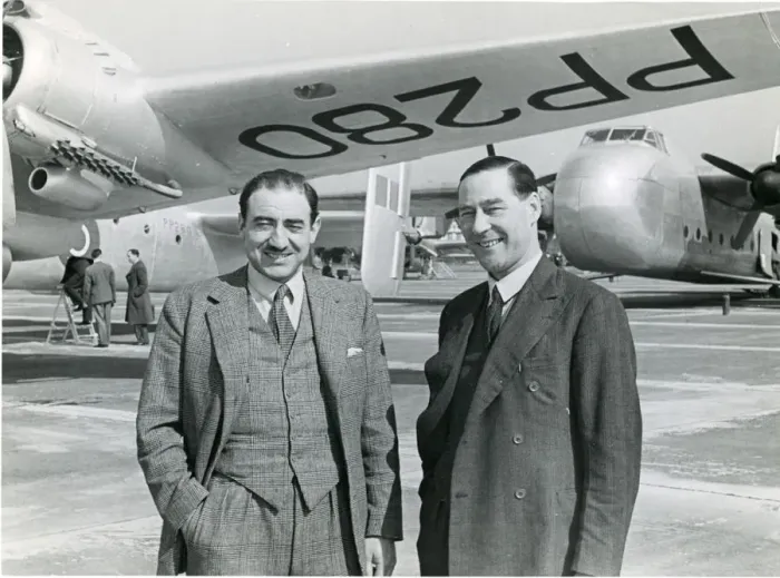 Framed Print : Mr Marsh, Handley Page test pilot (?), left, and Arthur? Framed Print : Mr Marsh, Handley Page test pilot (?), left, and Arthur?