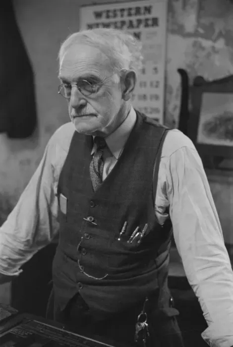 Framed Print : Mr. McCutchins, editor of the local newspaper in Franklin, H Framed Print : Mr. McCutchins, editor of the local newspaper in Franklin, H