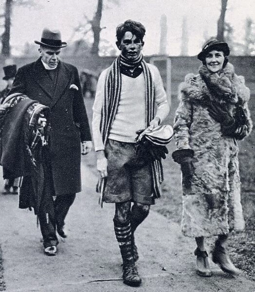 Mr and Mrs Gillingham with son Anthony at St Andrews day - Eton College. Date: 1935