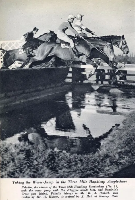 Framed Print : Mr. R. Holbechs Paladin shown taking the water jump in the Three Mile Steeplechase Framed Print : Mr. R. Holbechs Paladin shown taking the water jump in the Three Mile Steeplechase