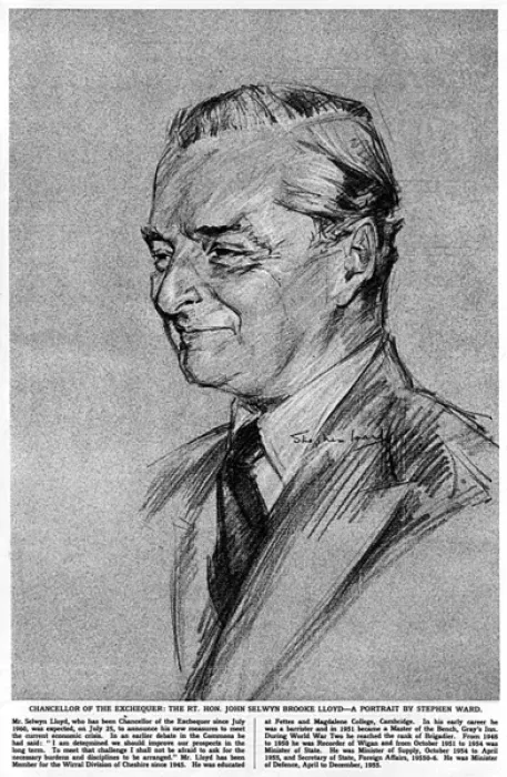 Framed Print : Mr. Selywn Lloyd, as sketched by Stephen Ward, 1961 Framed Print : Mr. Selywn Lloyd, as sketched by Stephen Ward, 1961