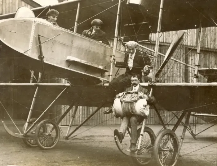 Framed Print : Mr W Newell preparing for a parachute descent Framed Print : Mr W Newell preparing for a parachute descent
