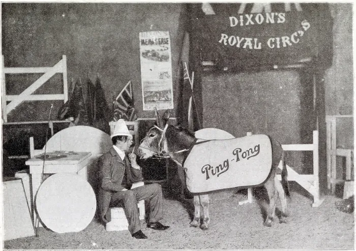Framed Print : Mr. Welch with the new performing clown donkey Ping Pong at the Comedy Theatre. Date: 1902 Framed Print : Mr. Welch with the new performing clown donkey Ping Pong at the Comedy Theatre. Date: 1902