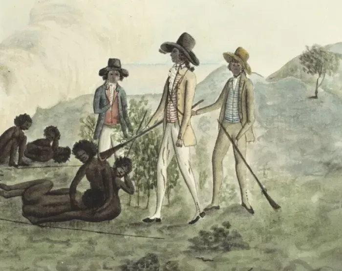 Framed Print : Mr White, Harris and Laing with a party of Soldiers visiting Framed Print : Mr White, Harris and Laing with a party of Soldiers visiting