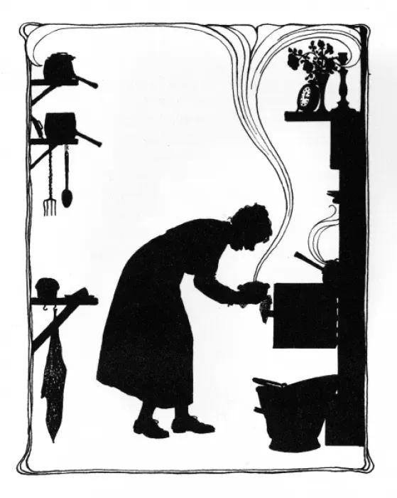 Framed Print : Mrs Bobbity cooking her dinner Framed Print : Mrs Bobbity cooking her dinner