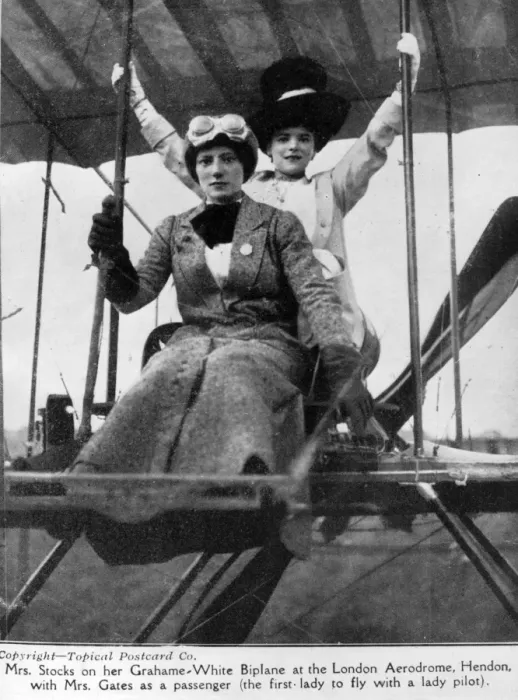 Framed Print : Mrs Cheridah de Beauvoir Stocks on her Grahame-White Biplane Framed Print : Mrs Cheridah de Beauvoir Stocks on her Grahame-White Biplane