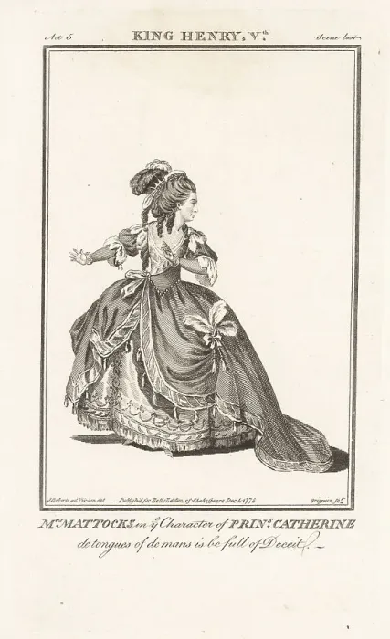 Framed Print : Mrs Isabella Mattocks as Princess Catherine in King Henry V Framed Print : Mrs Isabella Mattocks as Princess Catherine in King Henry V