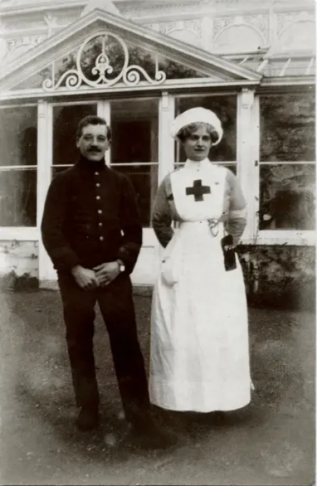 Framed Print : Mrs Mary Holmes and a Belgian patient Framed Print : Mrs Mary Holmes and a Belgian patient