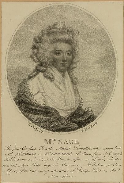 Mrs. Sage, the first English female aerial traveller, who as