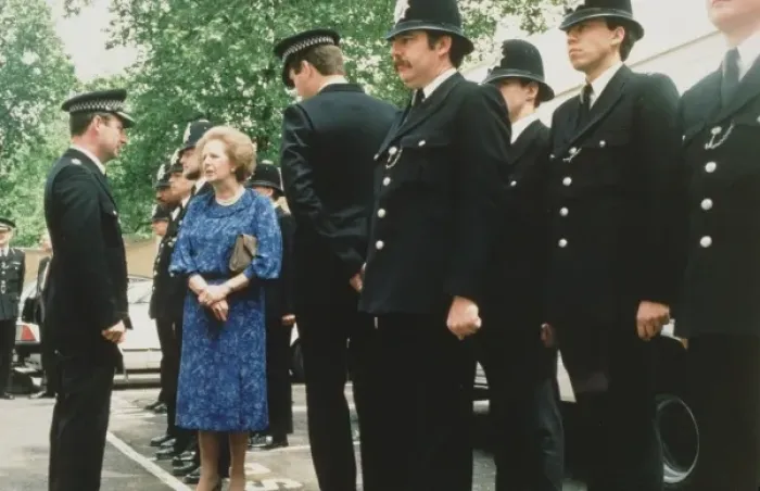 Framed Print : Mrs Thatcher visiting the Metropolitan Police Framed Print : Mrs Thatcher visiting the Metropolitan Police